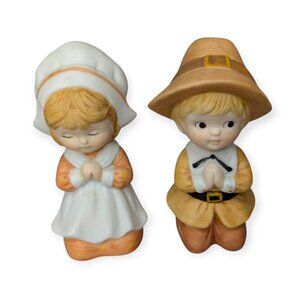 Lund's Lites Pilgrim Boy and Girl Praying Procelain/Ceramic Figures Set Of 2